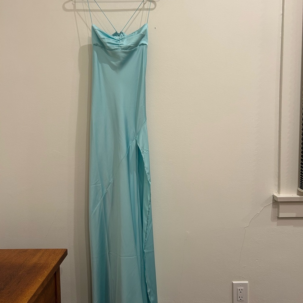 hntr the label Gaia gown in aqua.